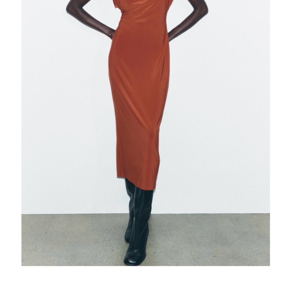 Zara LONG DRESS WITH SHOULDER PADS